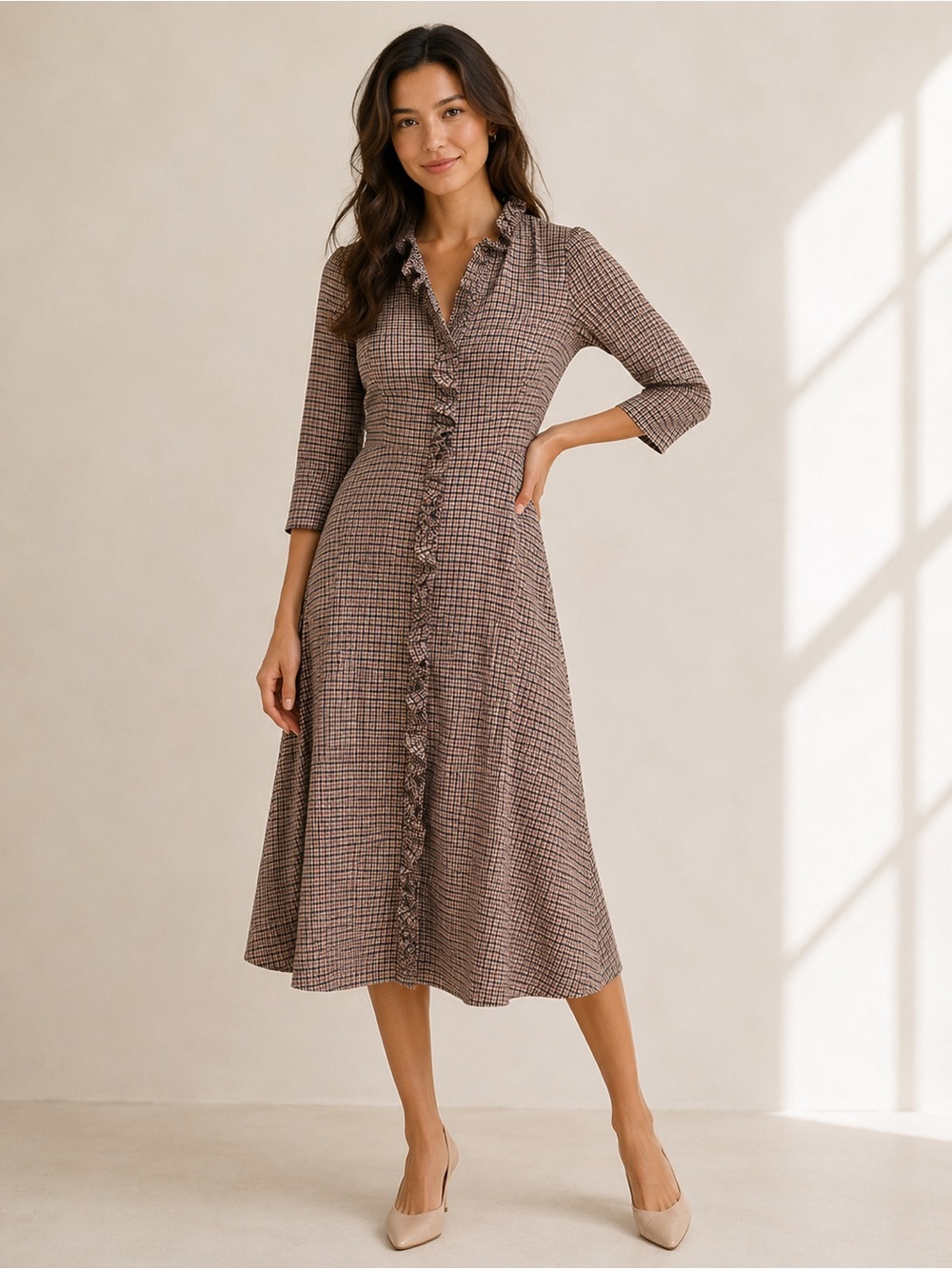 Jane Atelier Plaid Maxi Vintage Inspired Plaid Maxi  Dress Ruffle Cottagecore 6